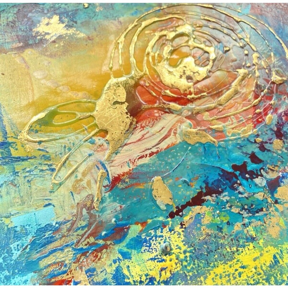 Pop & Flow - Original Art Signed Artwork Mixed Media Abstract Painting 11”x14”